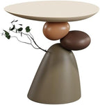 Multifunctional Sofa Side Table, Small Accent Table, Modern Resin End Table, Round Coffee Table for Living Room, Bedroom(Brown)
