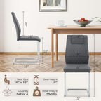cinkehome Modern Gray Dining Chairs Set of 4 with Silver Metal Legs, High Back Upholstered Armless Side Chair for Kitchen, Dining Room, Faux Leather