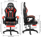 HOFFREE RGB Gaming Chair with Speakers Massage LED Lights Game Chair-Red | Bluetooth Computer Gaming Chair with Footrest Video Game Chair for Adults Ergonomic High Back Gamer Chair with Lumbar Support