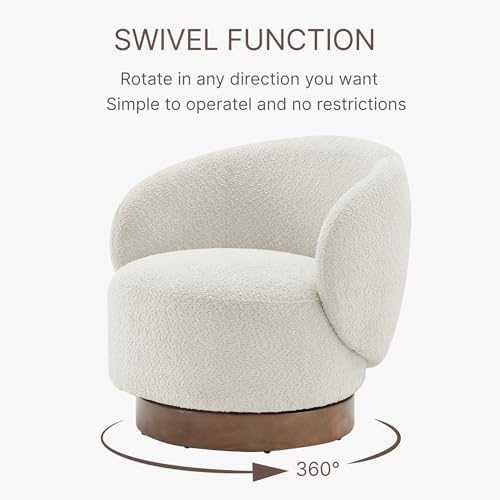 KISLOT Swivel Accent Chair Round Barrel Armchair Upholstered Performance Fabric for Living Room Bedroom Reading Waitingroom,2 PCS,Cream