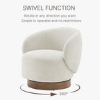 KISLOT Swivel Accent Chair Round Barrel Armchair Upholstered Performance Fabric for Living Room Bedroom Reading Waitingroom,2 PCS,Cream