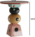 Colorful Stacked Side Table – Modern Memphis Style Geometric Accent Table, Playful Multi-Color Shapes for Bright Living Room Design