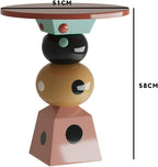 Colorful Stacked Side Table – Modern Memphis Style Geometric Accent Table, Playful Multi-Color Shapes for Bright Living Room Design
