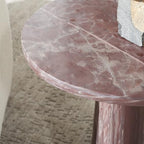 SAFAVIEH Furniture - Valentia Tall Marble Accent Table - Maroon - Marble Top - Glam Stone Pedestal Design - Ideal for Living Room, Entryway, Dining Room, 20.5" W x 20.5" D x 23.5" H (SFV9703E)