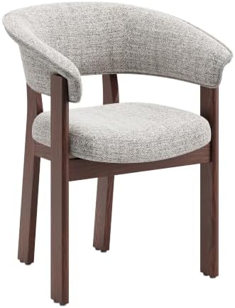 COLAMY Fully Assembled Upholstered Dining Chair, Solid Red Oak Wood Kitchen Side Chair, No Assembly Required Modern Farmhouse Dining Room Accent Seating, Single Pack,Set of 1