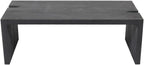 Pemberly Row 3-Piece Cocktail Table Set, Reclaimed Solid Wood, Ebony Gray Finish, Includes 1 Coffee Table and 2 End Tables, Mid-Century Modern Style, Unique Carvings for Living Room Decor