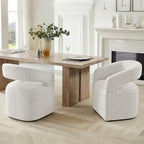 KISLOT Upholstered Dining Chairs Set of 4, Modern Arm Kitchen & Dining Room Chairs with Hidden Casters, Linen Fabric Padded Rolling Chairs, Sturdy Wood Frame, 300 lbs Capacity, Beige
