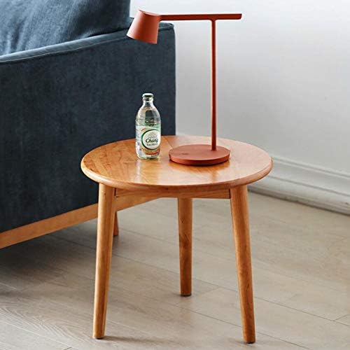 Telephone Table, End Table,Telephone Lighting Side Table,Round Solid Wood Dining Table,Living Room Sofa Side Table,Cherry Wood Round Table(Color:Wood,Size:19.6819.6818.11