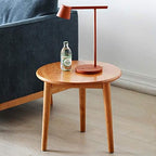Telephone Table, End Table,Telephone Lighting Side Table,Round Solid Wood Dining Table,Living Room Sofa Side Table,Cherry Wood Round Table(Color:Wood,Size:19.6819.6818.11