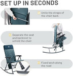 Timber Ridge 3-Level Adjustable Rocking Camping Chair, Ergonomic Padded High Back, Supports 300 LBS, Stable Anti-Tip Rocker, Hard Armrests for Easy Standing, Portable for Patio, Lawn & Tailgating