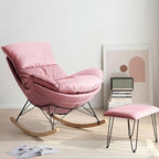 Comfortable Reclining Rocking Chair with Ottoman, Ergonomic High Lazy Sofa for Bedroom, Living Room, Balcony