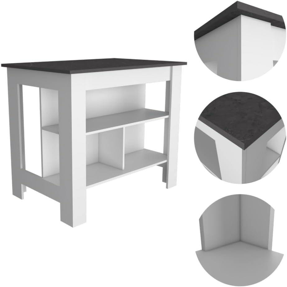 2-Piece Kitchen Set with Island and Pantry Cabinet | Includes 8 shelves and 2 drawers for organized storage