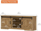 WAMPAT Farmhouse Style TV Stand for 60-75 inch TV w/Distressed Wood Finish | 66.1"L*15.4D"*25.6"H, TV Cabinet with Cable Management,Sliding Barn Door,Adjustable Media Shelf,Hidden Storage Space
