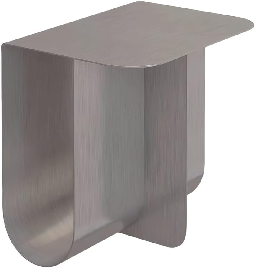 Stainless Steel Side Table with Storage, Modern Metal Coffee Table for Living Room, Bedroom, Office, Study & Guest Room, 15.7 x 11.8 x 15.0 Inches, Silver