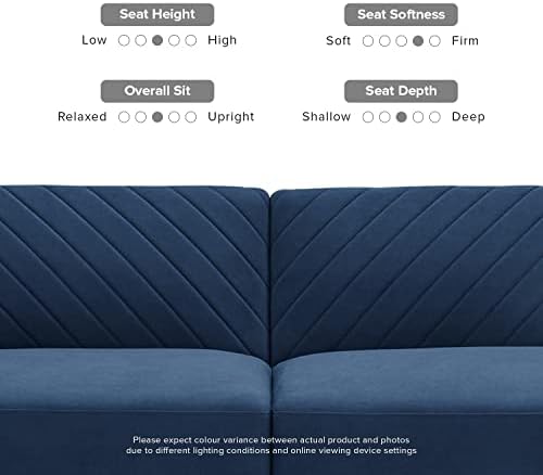 mopio 76.4" Futon Sofa Bed Chevron Styled, Sleeper Couch (Classic Blue Velvet)