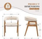 CIMOTA Modern Barrel Dining Chairs with Arms Set of 2, Upholstered Fabric Kitchen & Dining Room Chairs with Open Back/Solid Wood Legs, Comfortable Side Chairs, Linen Beige