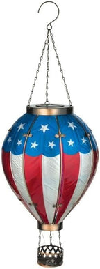 Regal Art & Gift Hot Air Balloon Solar Lantern – Hanging Solar-Powered LED Lights, Waterproof Portable Decorative Outdoor Lamp Made of Metal & Glass for Garden, Patios & Pathway – Americana (X-Large)