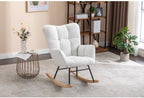 Rocking Chair, Upholstered Teddy Fabric Glider Chairs, Lounge Accent Armchair with Thick Cushion and High Backrest, Accent Rocking Chair for Bedroom, Living Room, Ivory