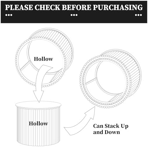 Small Fluted Round Nesting Coffee Table Set of 2, Mid Century Modern Coffee Table Circle Side Table, Wood Nesting Table Farmhouse End Tables Set for Living Room, Bedroom, Small Spaces(Black