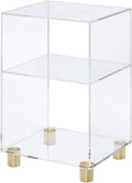 Pemberly Row Lucite and Acrylic End Table, Clear Finish, 4 Sleek Gold Legs, Compact Modern Design for Home or Office, 13.75" H x 12" W x 21.5" D, Elegant Display or Functional Use