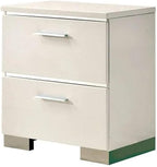 Contemporary Nightstand Black Color High Gloss Lacquer Coating Chrome Handles and Feet Bedside Table w USB,for Small Spaces