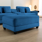 Corduroy Ottoman for Sectional Sofa, Modular Footrest with Wooden Legs, 43.7 x 29.1 x 18.5 Inches, Convertible Furniture for Living Room,Blue