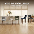 UVV Bar Stools Set of 4, Upholstered Counter Height Bar Stools, Modern Counter Stools with Wood Legs for Kitchen Island Dining Room Bar, Beige