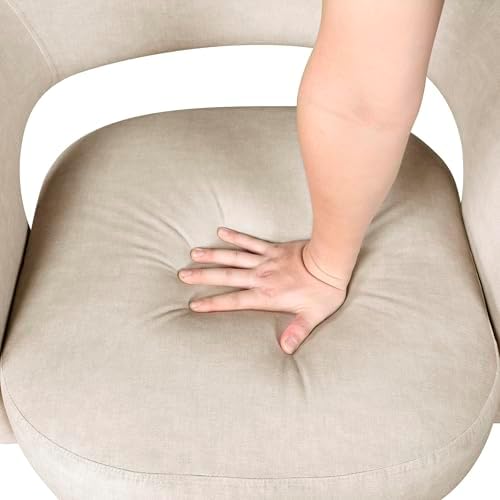 Lexicon Swivel Accent Chair, Modern Velvet Round Barrel Chair, Taupe | Swivel Chair with Open Back, Plush Foam Cushions, Metal Swivel Base for Living Room/Bedroom/Office/Small Spaces