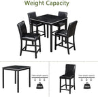 LUMISOL Dining Table Set for 4, Solid Wood Counter Height Kitchen Table Set with 4 Upholstered Chairs, Farmhouse Table and Chairs for Kitchen, Dining Room, Home Bar, Black
