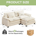 Oprisen 86" Modular Sectional Sofa, Comfy Deep Cloud Couch with Ottoman | L-Shaped Couches for Living Room, Modular Couch, Deep and Wide Seat, Chenille Sofa Sleeper with Throw Pillows, Beige White