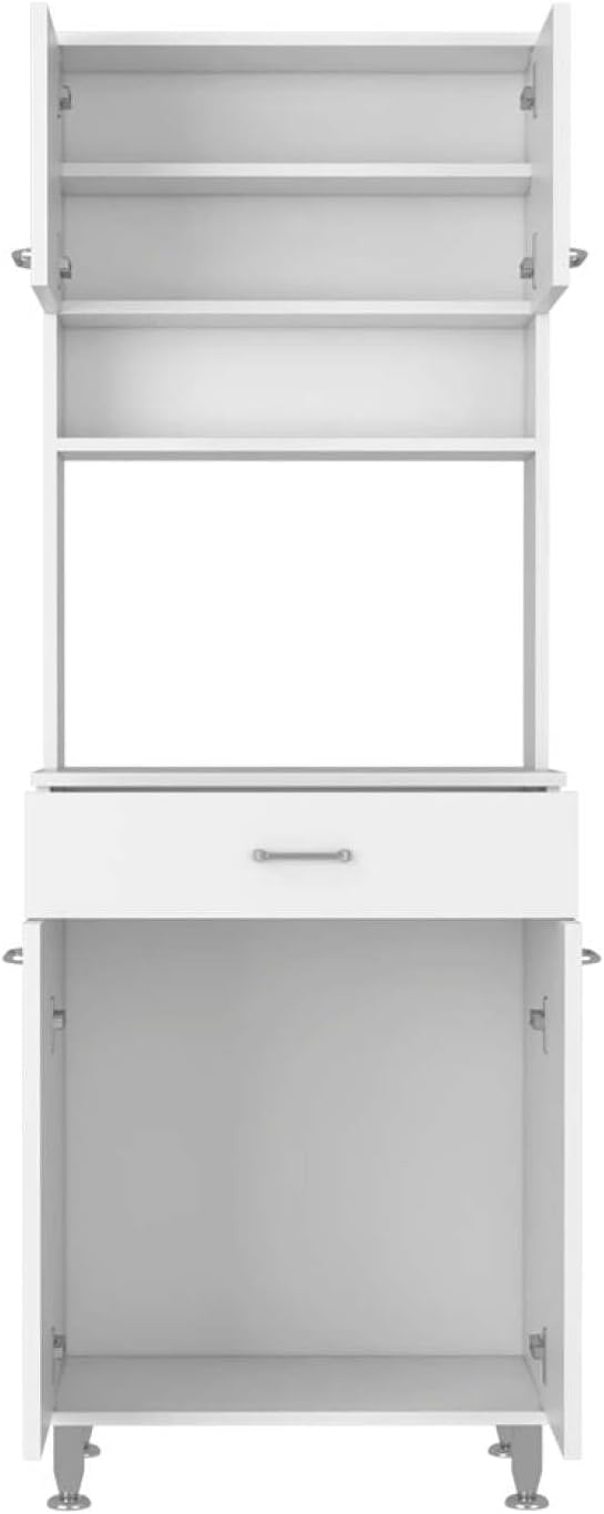Pantry Cabinet 67" H, Four Doors, One Drawer, Ideal for Kitchens and Dining Rooms, White