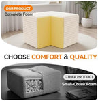 23in Square Pouf Ottoman, Large Corduroy Ottoman Foot Rest with Solid High-Density Foam, Removable Washable Cover, Soft Floor Foot Stool for Living Room, Bedroom, Beige