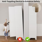Metal Armoire Wardrobe Closet, 71" Clothing Storage Cabinet with Mirror