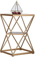 Telephone Table, Square Side Table,Tempered Glass Coffee Table,Telephone Table,Bedside Table,Sofa Side Table,2-Layer Storage Shelf,404060CM(A
