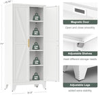 Washsemba 71'' Farmhouse Metal Storage Cabinet with Barn Doors,Steel File Cabinet for Home Office,Kitchen Pantry 4 Adjustable Shelves,Freestanding Cupboard for Kitchen,for Home Office,School (White)