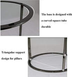 Telephone Table, Black Glass End Table Stainless Steel Frame Living Room Sofa Side Table Telephone Desk Computer Desk(Color:Black,Size:23.6223.6226.77in)