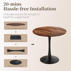 31.5 Inch Round Dining Table,Mid-Century Tulip Table with Metal Pedestal Base,Modern Leisure Table for Small Space Kitchen Dining Room,Easy Assembly,Walnut and Black