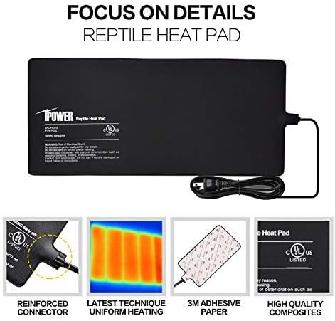 iPower 8 by 18-Inch 24W Reptile Heat Mat, LCD Digital Aquarium Thermometer, Under Tank Warmer Terrarium Heat Pad for Turtles Lizards Frogs and Other Small Animals, Multi Sizes