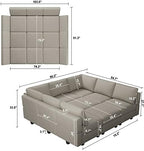 Belffin Modular Sectional Sofa with Ottomans Velvet Reversible Chaise Sleeper Bed Storage Seat Grey…, MD-S-1