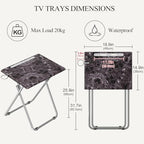 Folding TV Tray Table with Cup Holder, TV Dinner Table with Sturdy MDF Top, Eating Trays with Tablet Slot for Living Room, Bedroom, Sofa, 15 x 18.9 x 25.6 in (Black Marble, 2Pcs)