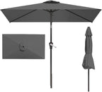 6.5' x 10' Rectangular Patio Umbrella Large Outdoor Market Umbrella w/UV Protection, Push Button Tilt and Crank Lift, Rectangle Table Umbrella for Garden, Deck, Pool, Patio, Grey