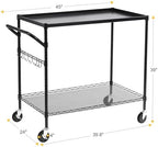 WDT 2-Tier Utility Cart with Wheels, Metal Cart with 1000LBS Capacity, NSF Heavy Duty Rolling Cart, Commercial Grade Serving Tool Storage Carts for Warehouse Garage Kitchen, 24"D x 40"W x 39"H, Black