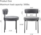 Cinxzar Grey Boucle Dining Chairs Set of 6, Upholstered Dining Room Chairs with Black Metal Legs, Modern Dining Chair for Dining Room, Kitchen