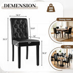 LSSPAID Dining Chairs Set of 6, Modern Armless Parsons Side Chairs, Upholstered Button-Tufted PU Leather Dining Kitchen Chairs with Solid Wood Legs, Black