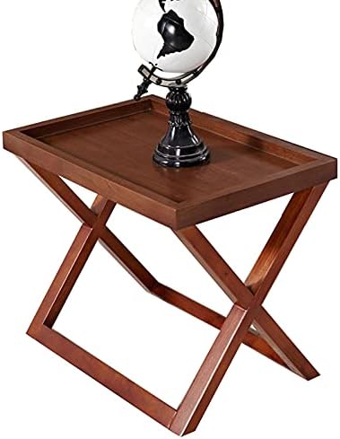 Telephone Table, Walnut Grain,Solid Wood Storage Tray X-Shaped Side Table,Telephone Magazine Table Square Side Table(