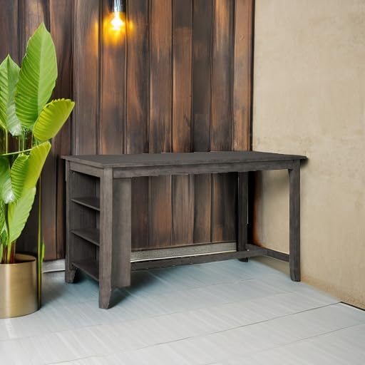 Signature Design by Ashley Caitbrook Counter Height Dining Table, Gray | Built-in side storage shelves, Veneers, wood and engineered wood construction, Kitchen island with seating