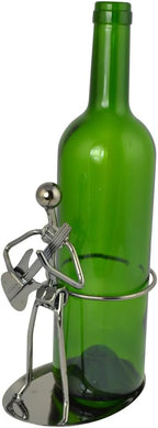 Wine Bottle Rack Holder with Guitar Jazz Player Bolt Figure Sculpture Holds One Standard Bottle of Wine or Liquor