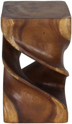 Haussmann Sculptural Double Twist Table, Solid Rain Tree Wood, Walnut‑Tone Oil