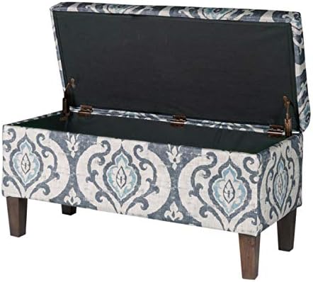HomePop 36" Storage Ottoman Bench with Hinged Lid - Slate Damask