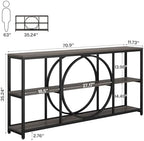 Tribesigns Extra Long Console Table, 70.9" Sofa Table with 3 Tier Shelves | Narrow Sofa Tables with 3 Tier Wood Storage Shelves, Industrial Metal Frame for Entryway Hallway Living Room Behind Couch